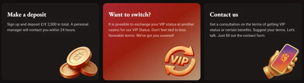 LegionBet Casino VIP Club membership page showing how players can become VIP members