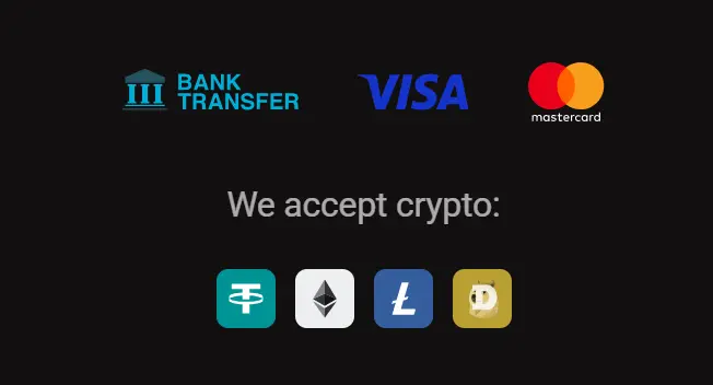 LegionBet Casino payment methods showing card bank transfer and cryptocurrency options