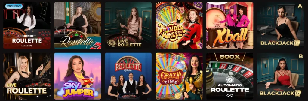 LegionBet UK live dealer casino section featuring real time games with live croupiers
