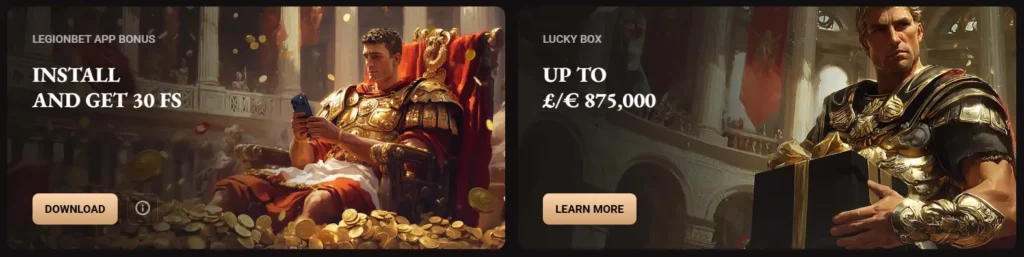 Casino Legion Bet promotions page showing additional bonus offers and rewards