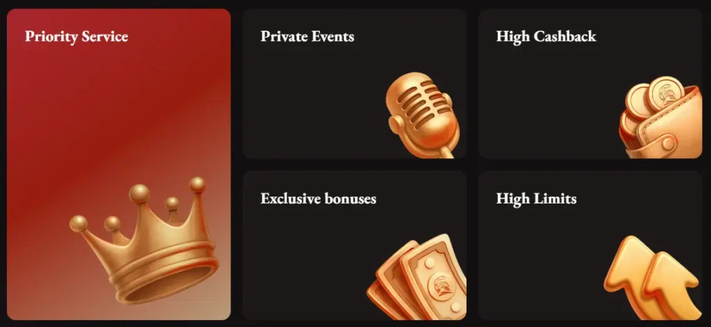Casino LegionBet VIP benefits page showing additional rewards and member perks