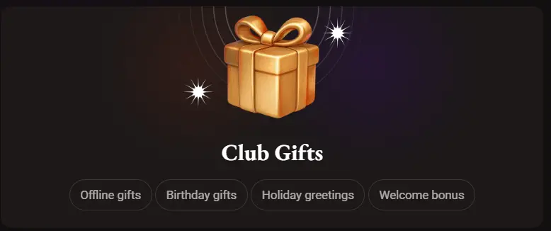 LegionBet Online Casino VIP events and gifts page showing exclusive member rewards